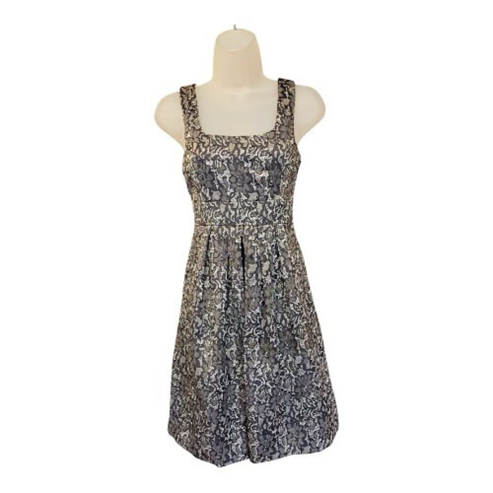 Studio Y Black Lace on nude underlay print pattern mini dress Empire waist